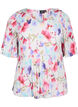 Pleated floral blouse, White/MultiFlowerAOP, Packshot image number 0