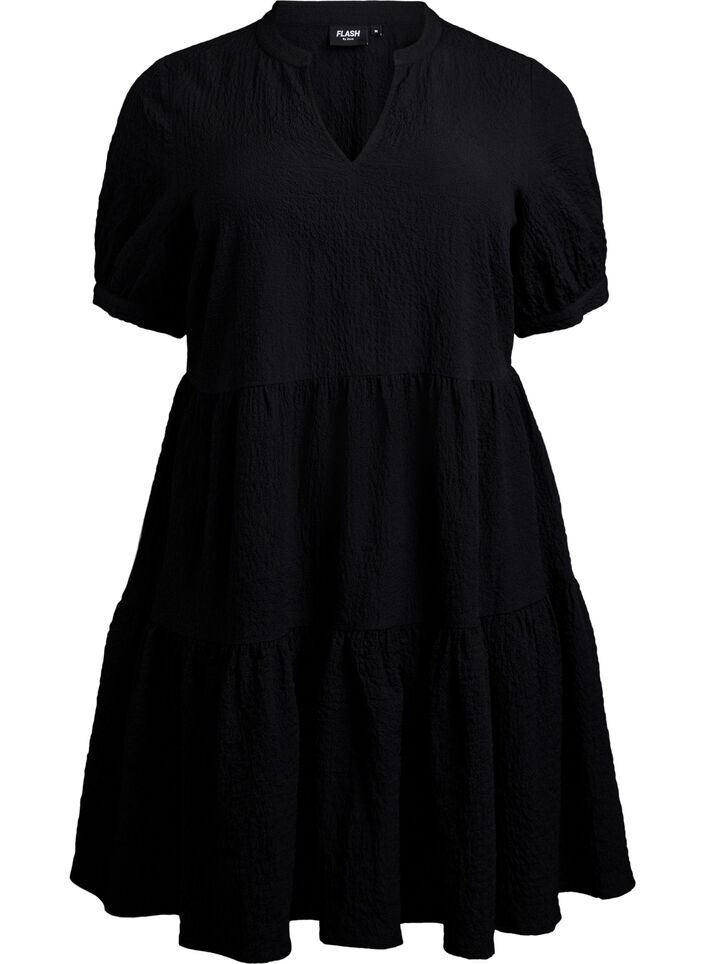 Short A-line dress, Black, Packshot image number 0