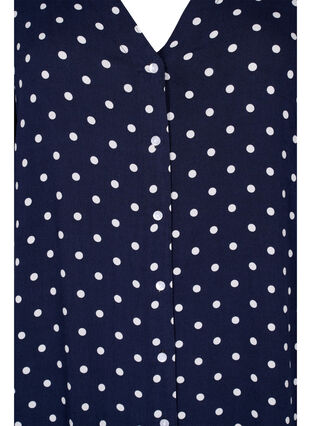 Short-sleeved polka dot viscose tunic, Night Sky Dot, Packshot image number 2