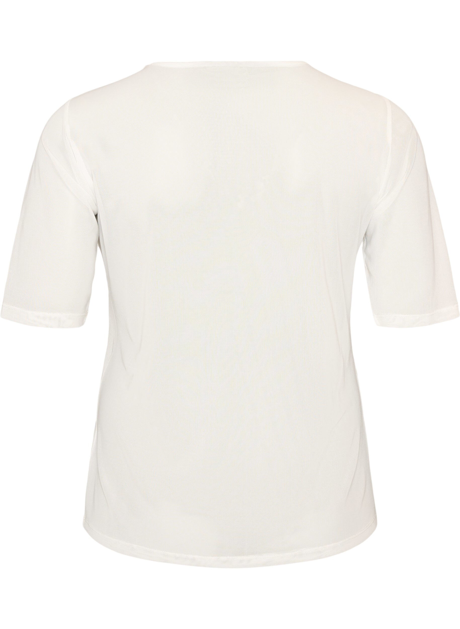 ZizzifashionMesh top with short sleeves and round neck, Vanilla, Packshot image number 1
