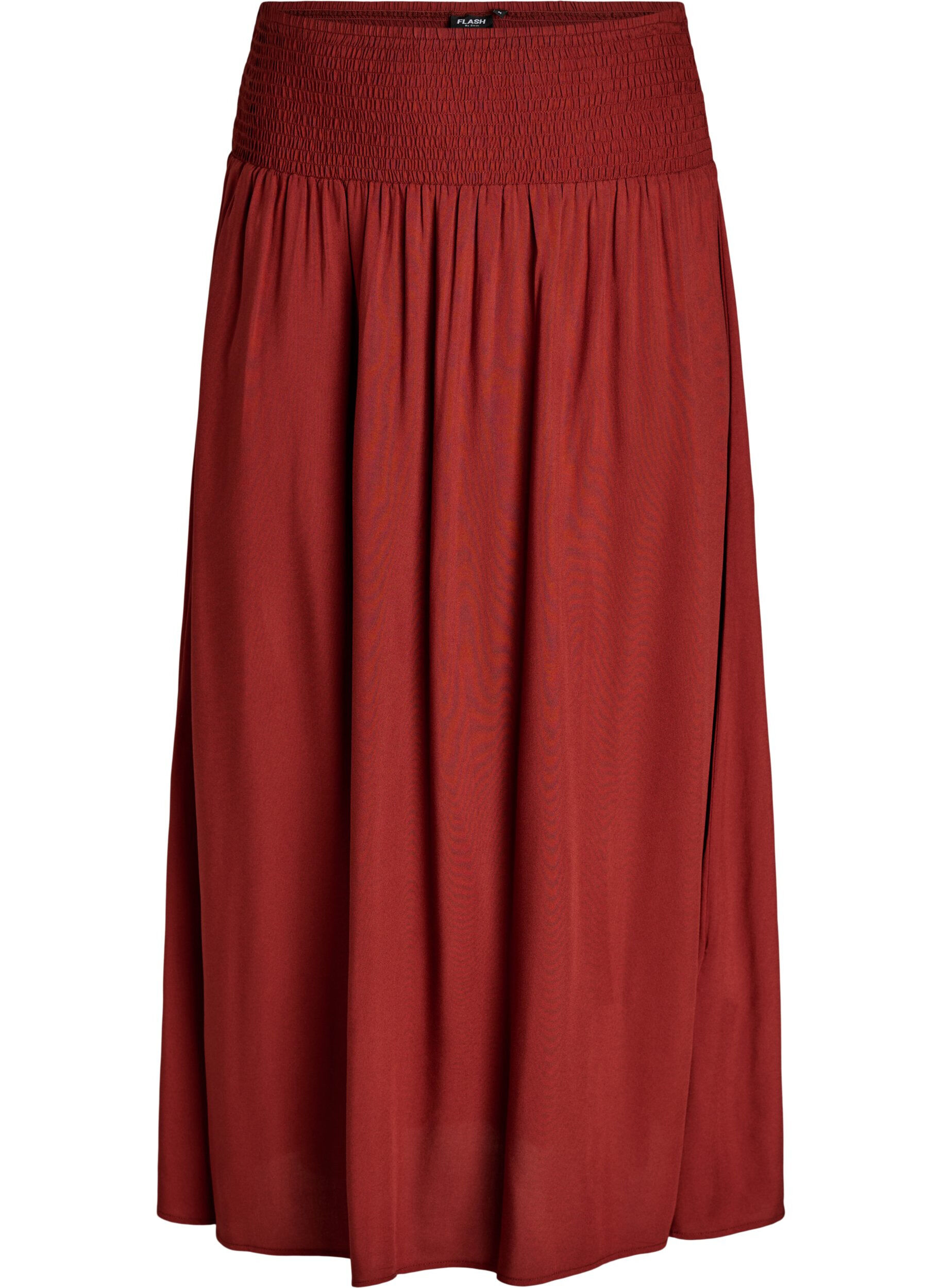 FLASH - Viscose maxi skirt with smocking