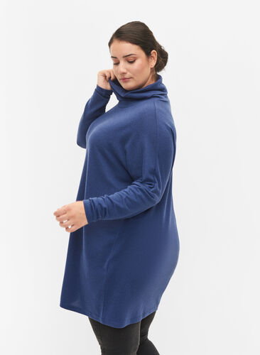 Tunic with long sleeves and high neck, Deep Cobalt Mel., Model image number 1