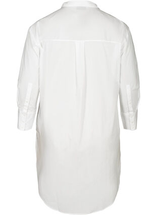 Long cotton shirt with chest pockets, Bright White, Packshot image number 1