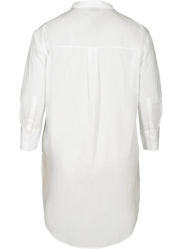 Long cotton shirt with chest pockets, Bright White, Packshot image number 1