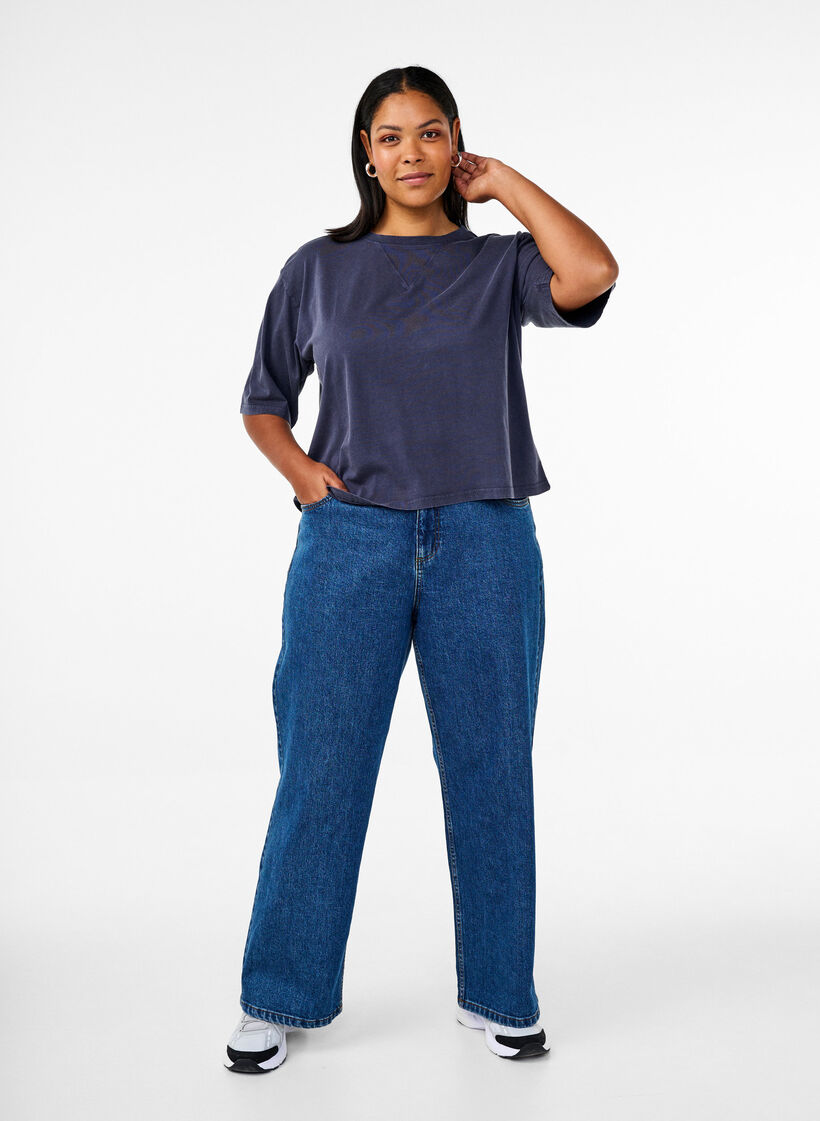 Boxy T-shirt in organic cotton, Blue, Model image number 1