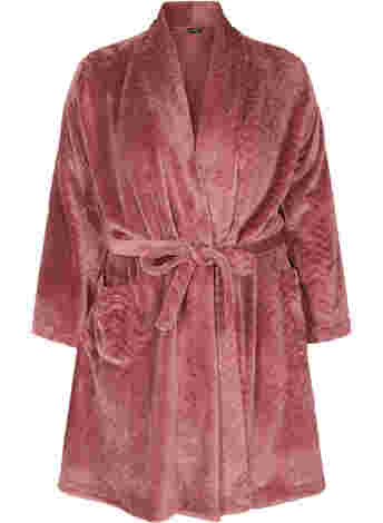 Short patterned dressing gown with pockets
