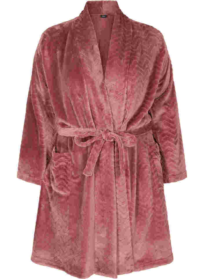 Short patterned dressing gown with pockets, Ash Rose, Packshot image number 0