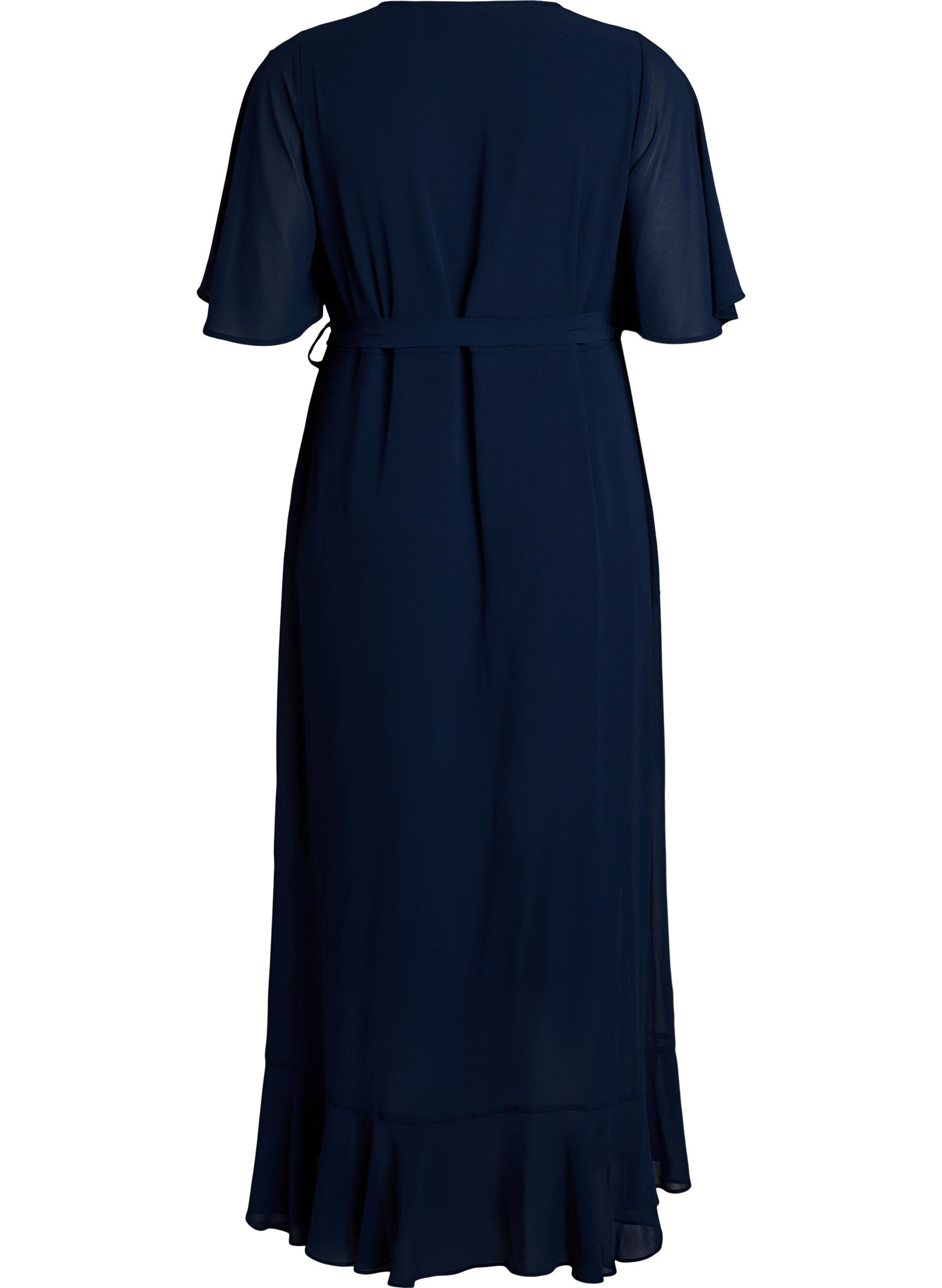 Zizzifashion Chiffon maxi dress with a V-neck and ruffle hem, Blue, Packshot image number 1