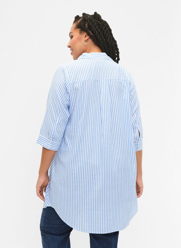 Long striped shirt with 3/4 sleeves, Marina W. Stripe, Model image number 1