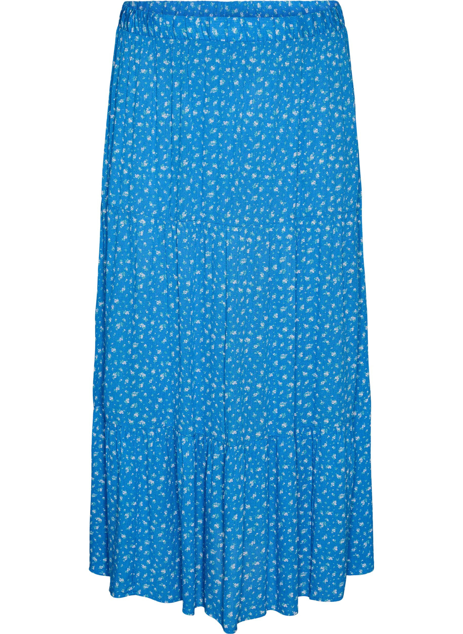ZizzifashionLong skirt with elasticated waist, Blue, Packshot image number 0