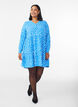 Short dress in patterned cotton muslin, Blue, Model image number 1