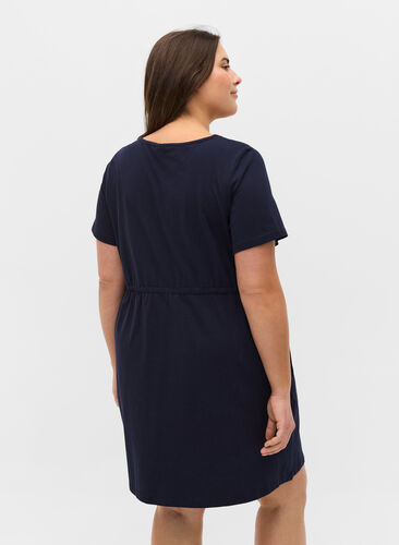 Short-sleeved cotton tunic, Night Sky Solid, Model image number 1
