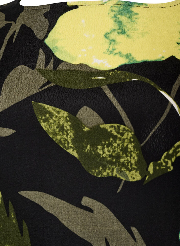 Floral blouse with a boat neck and wide sleeves, Black, Packshot image number 2