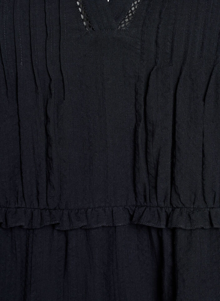 A-shape tunic with ruffles, Black, Packshot image number 2