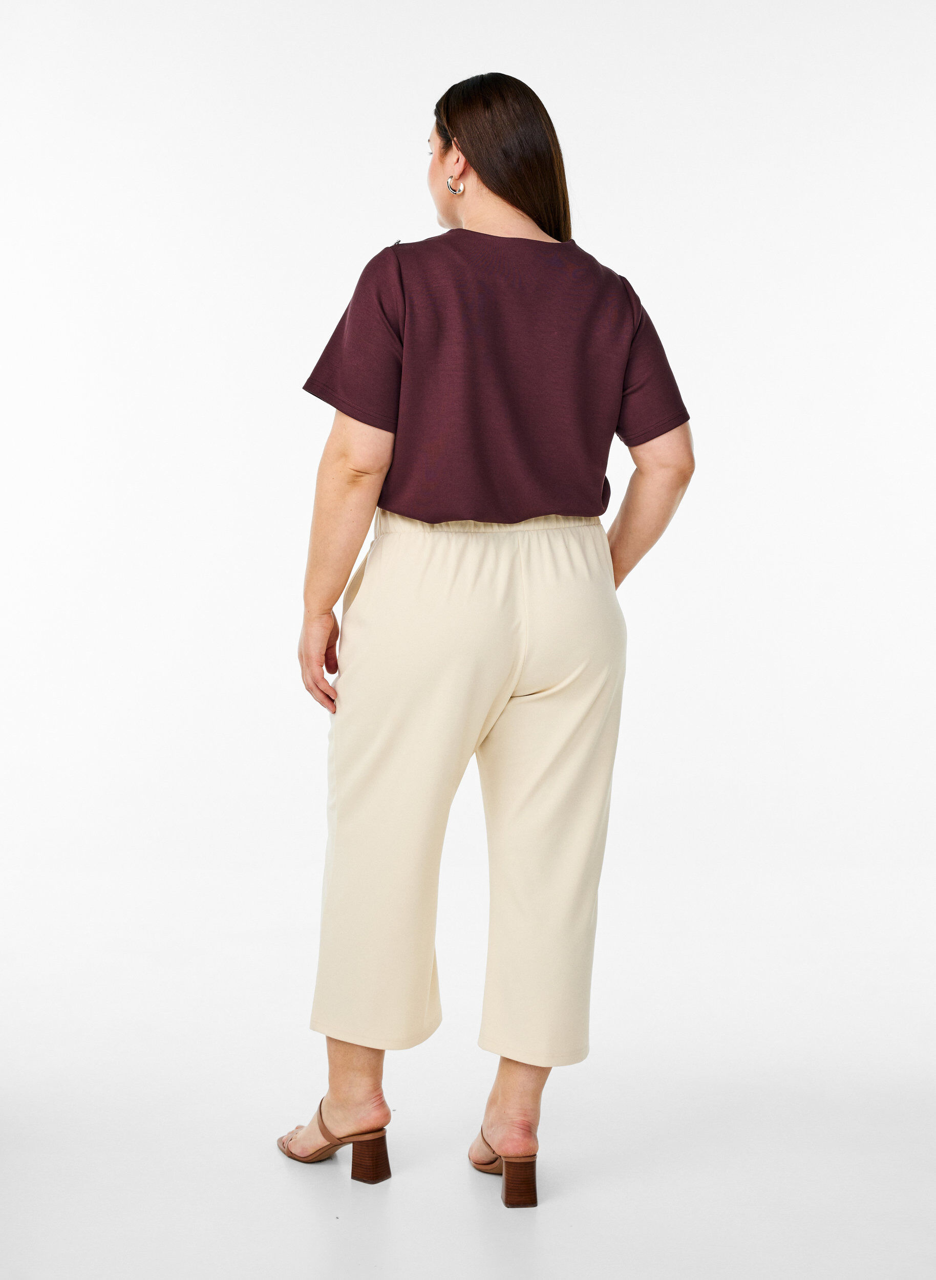 ZizzifashionAnkle length trousers with loose fit, Beige, Model image number 1