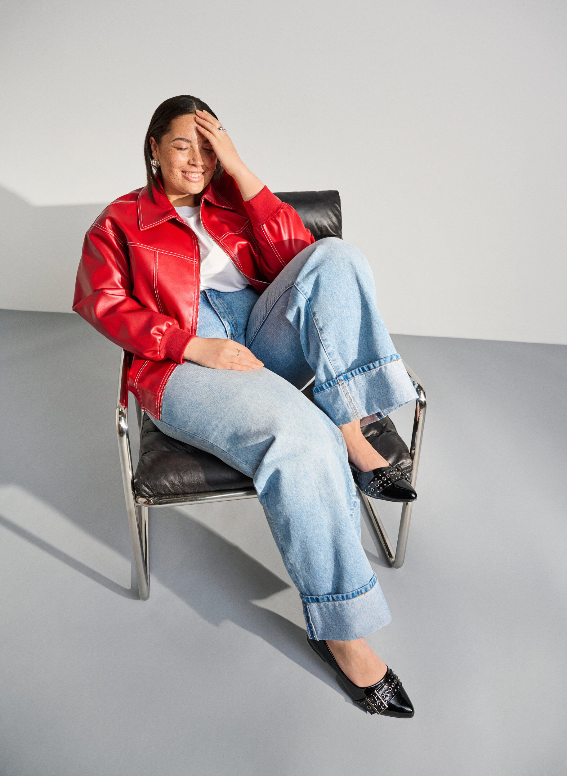 Zizzifashion Wide fit - Ballerina with strap and studs, Black, Image image number 0