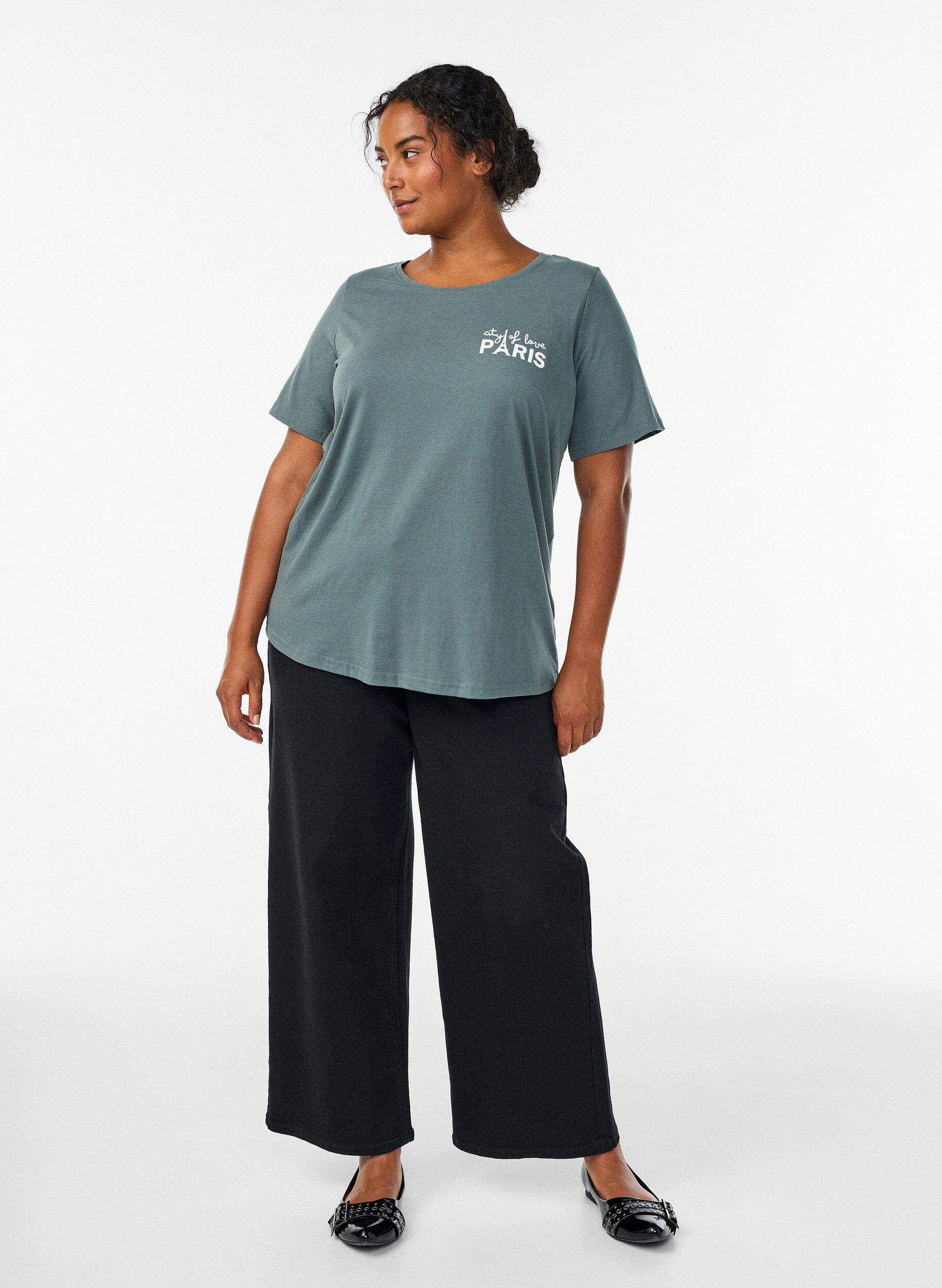 ZizzifashionT-shirt with motif, Green, Model image number 1