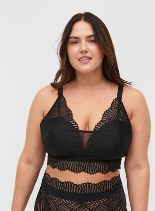 Soft padded, lacy bra, Black, Model image number 0