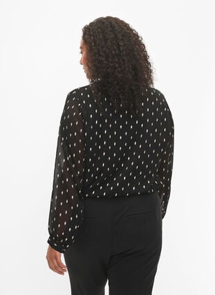 Printed blouse with v-neckline, Black w. Gold, Model image number 1