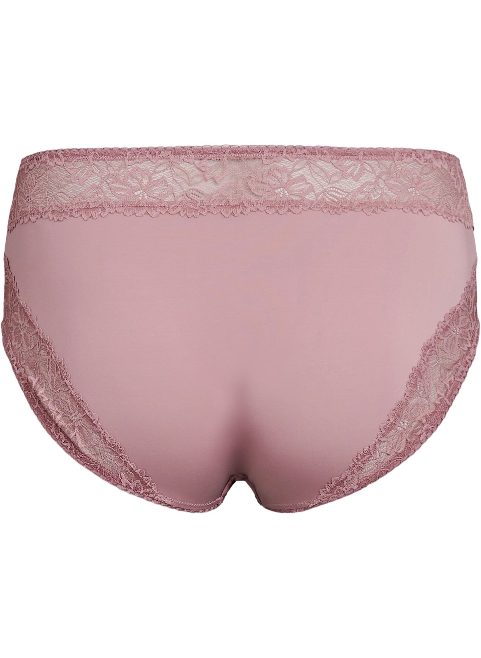 Zizzifashion Microfiber panties with lace details, Rose, Packshot image number 1