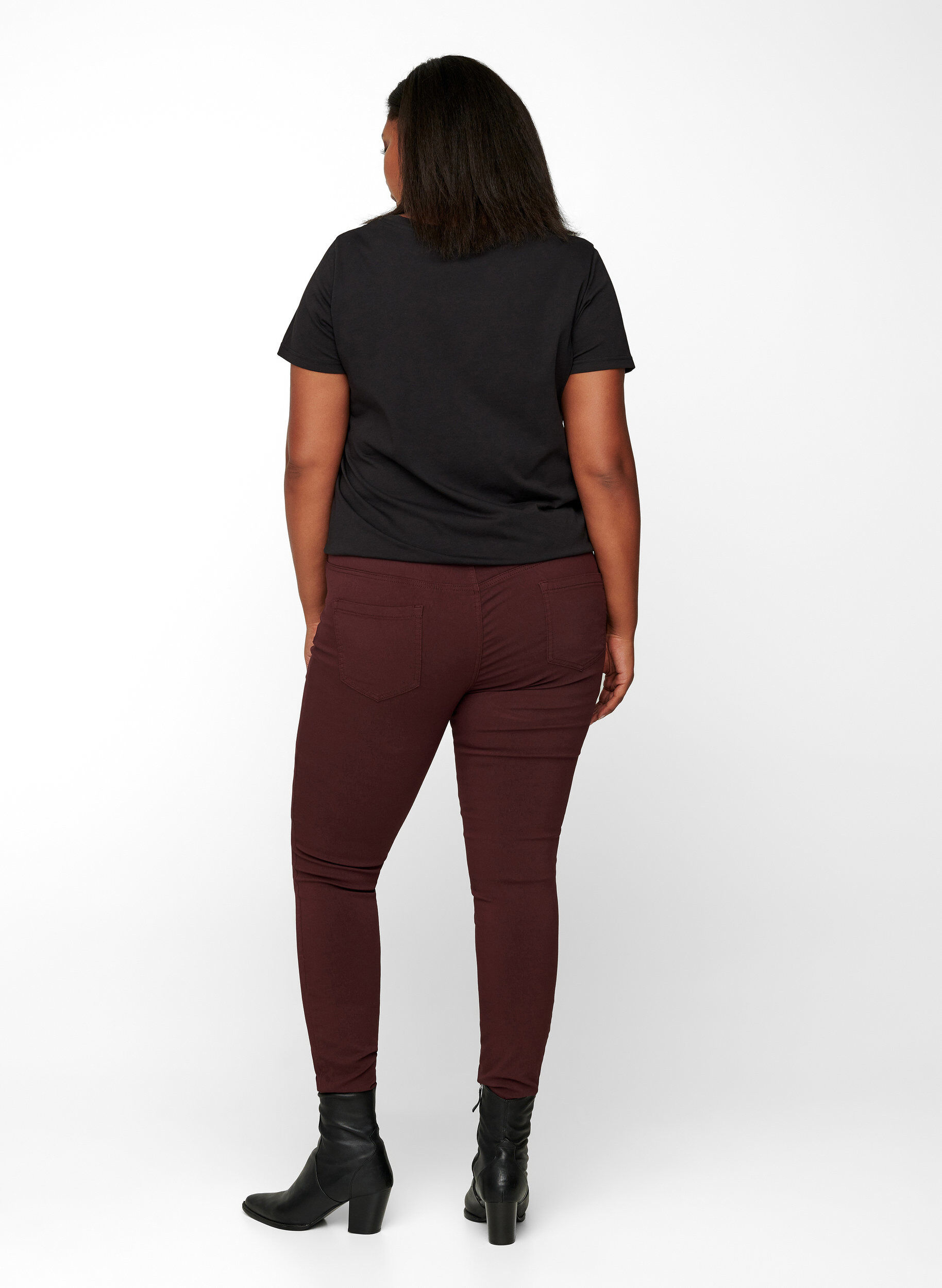 ZizzifashionSlim fit trousers with pockets, Dark Bordeaux, Model image number 2