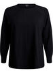 Knitted blouse with round neck and knitted pattern, Black, Packshot image number 0