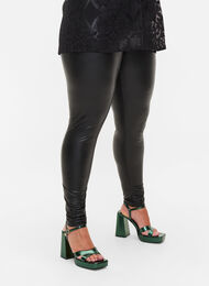 Coated leggings with lining, Black, Model