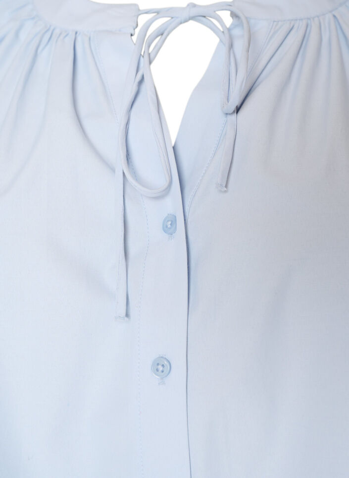 Shirt blouse with button fastening and tie-belt, Light Blue, Packshot image number 2