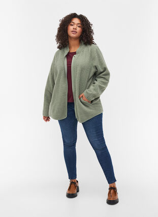 Short teddy jacket with pockets, Agave Green, Model image number 2