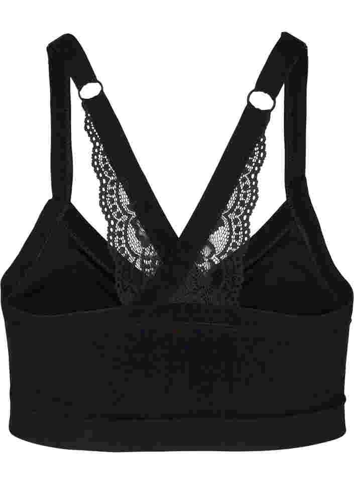 Soft bra with lace back, Black, Packshot image number 1