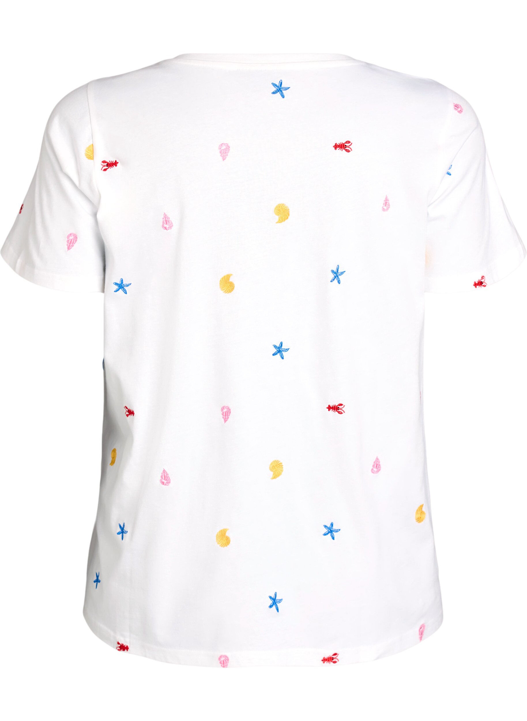 ZizzifashionT-shirt in organic cotton with embroidered motifs, White, Packshot image number 1
