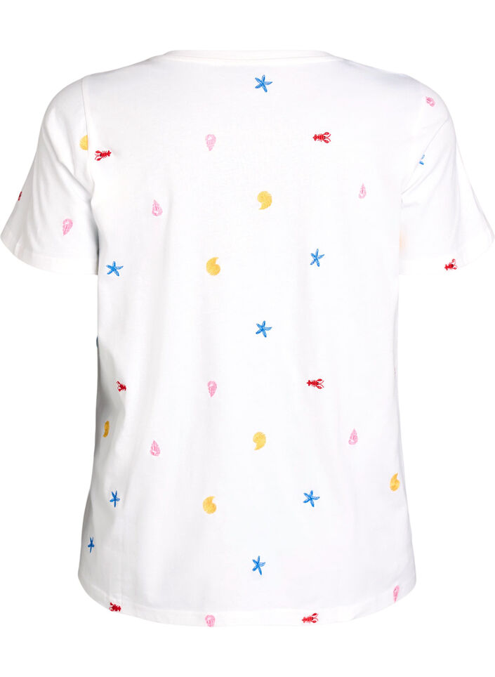T-shirt in organic cotton with embroidered motifs, White, Packshot image number 1