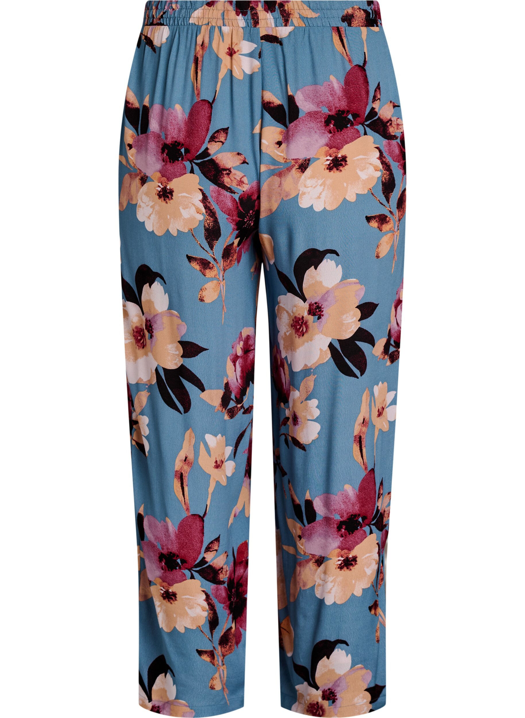Zizzifashion Loose viscose trousers with print, Blue, Packshot image number 1