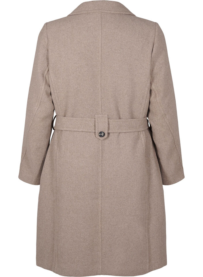 Long wool coat with belt, Moon Rock Mel. , Packshot image number 1