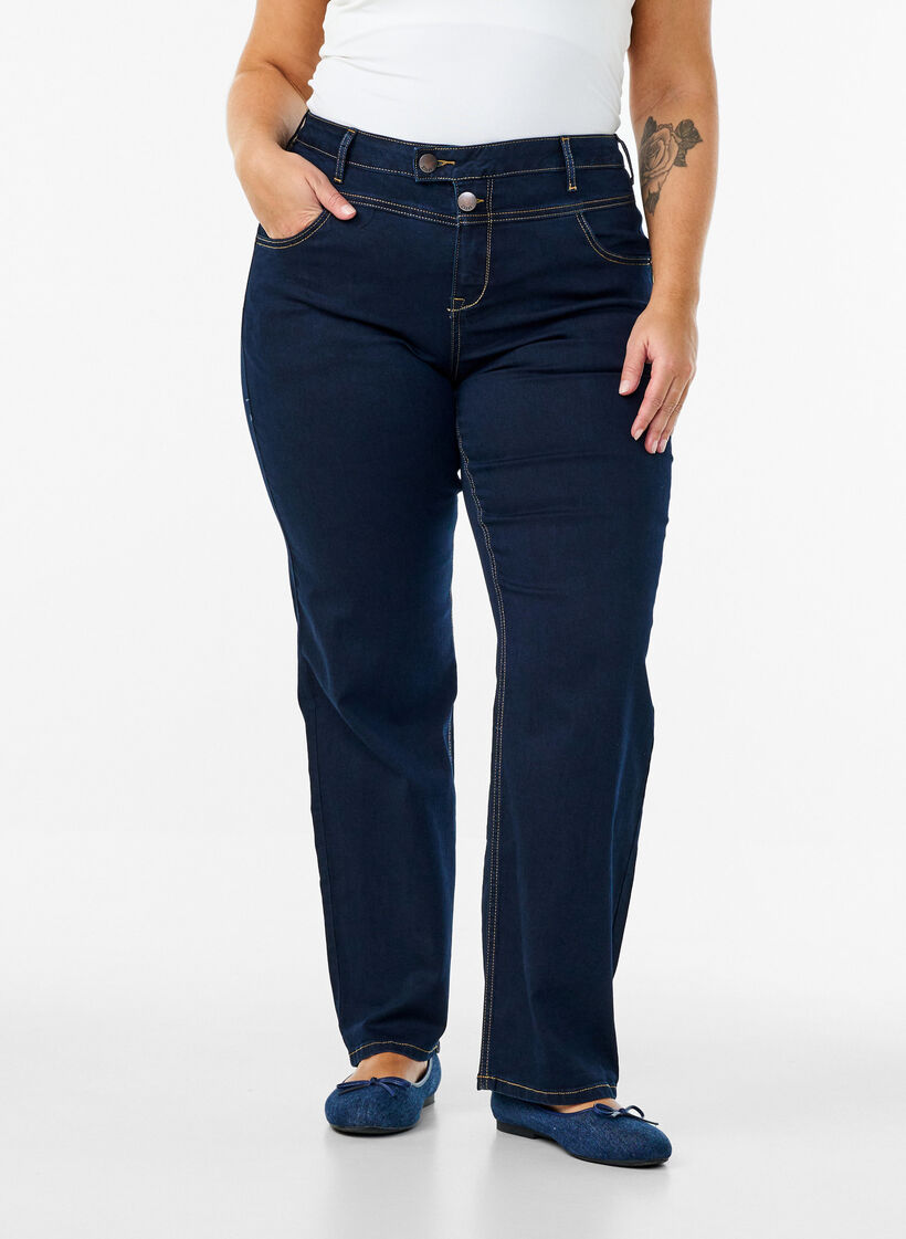 Regular fit Gemma jeans with high waist, Blue, Model image number 2