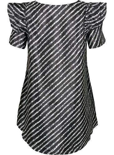 Striped tunic with frills, Black/White Stripes, Packshot image number 1