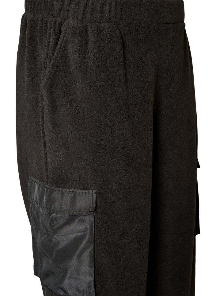 Fleece joggers with cargo pockets, Black, Packshot image number 2