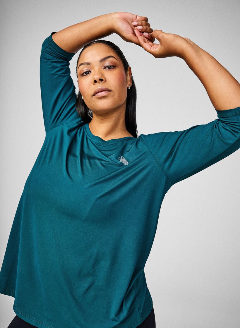 Sports top with 3/4 sleeves, Green, Image image number 0