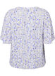 V-neck short sleeve blouse with floral print, White, Packshot image number 1