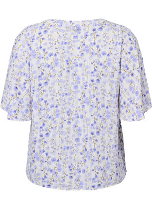 V-neck short sleeve blouse with floral print, Sand Verbena AOP, Packshot image number 1
