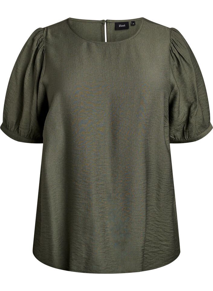 Viscose blouse with 1/2 sleeves, Green, Packshot image number 0