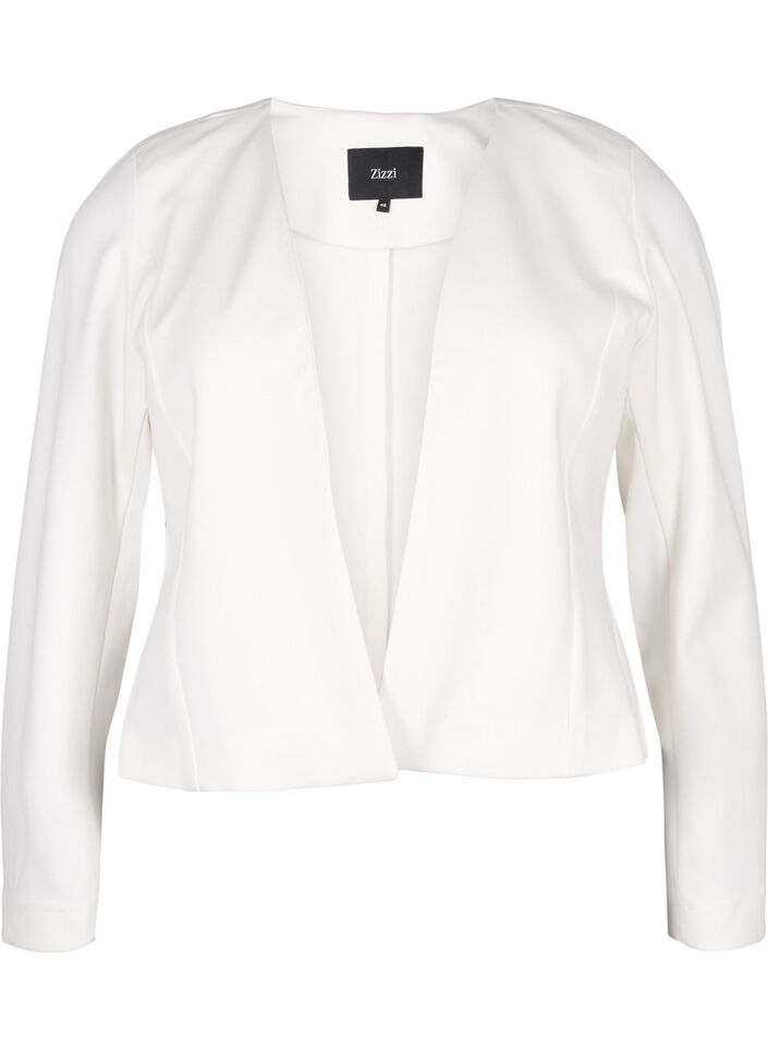 Short blazer without fastening, Cloud Dancer, Packshot image number 0