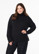 Knitted blouse with turtleneck and side buttons, Black, Model image number 0