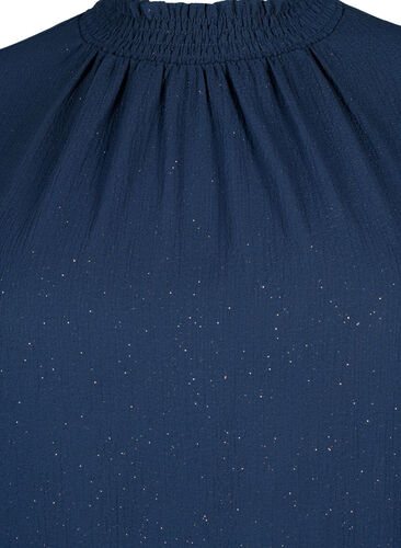 FLASH - Long sleeved blouse with smock and glitter	, Navy w. Gold, Packshot image number 2