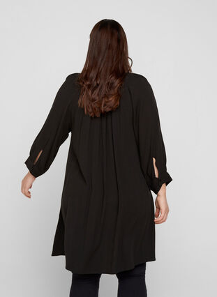 Viscose tunic with 3/4 sleeves, Black, Model image number 1