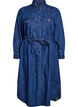 Midi denim dress with tie belt, Blue, Packshot image number 0