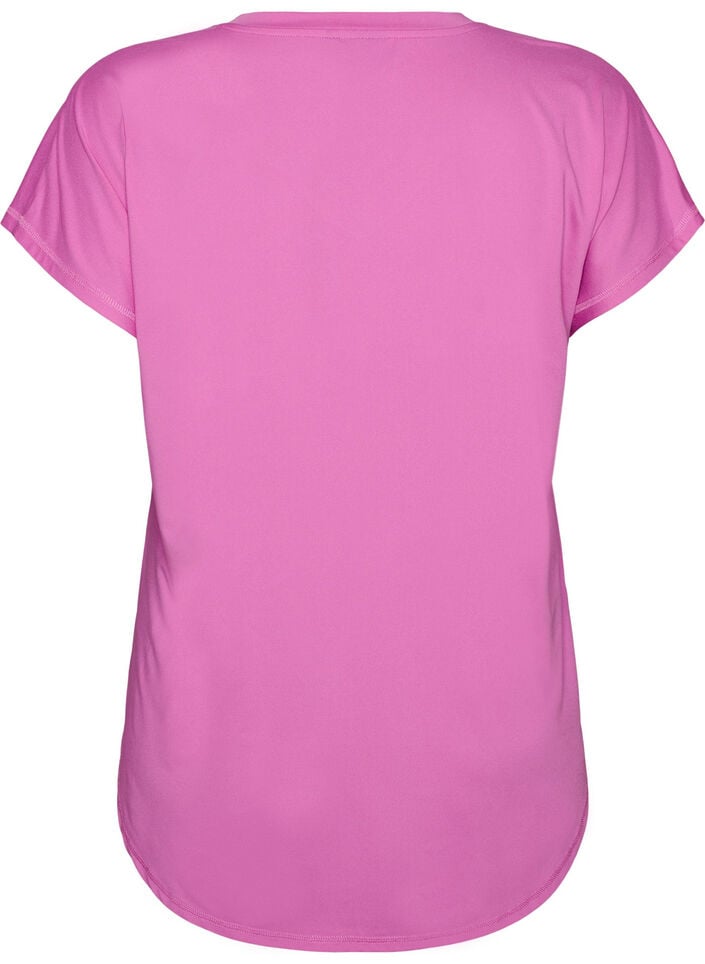 Short sleeve sport t-shirt with v-neck, Purple, Packshot image number 1