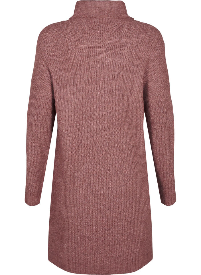 FLASH - Knitted dress with turtleneck, Red, Packshot image number 1