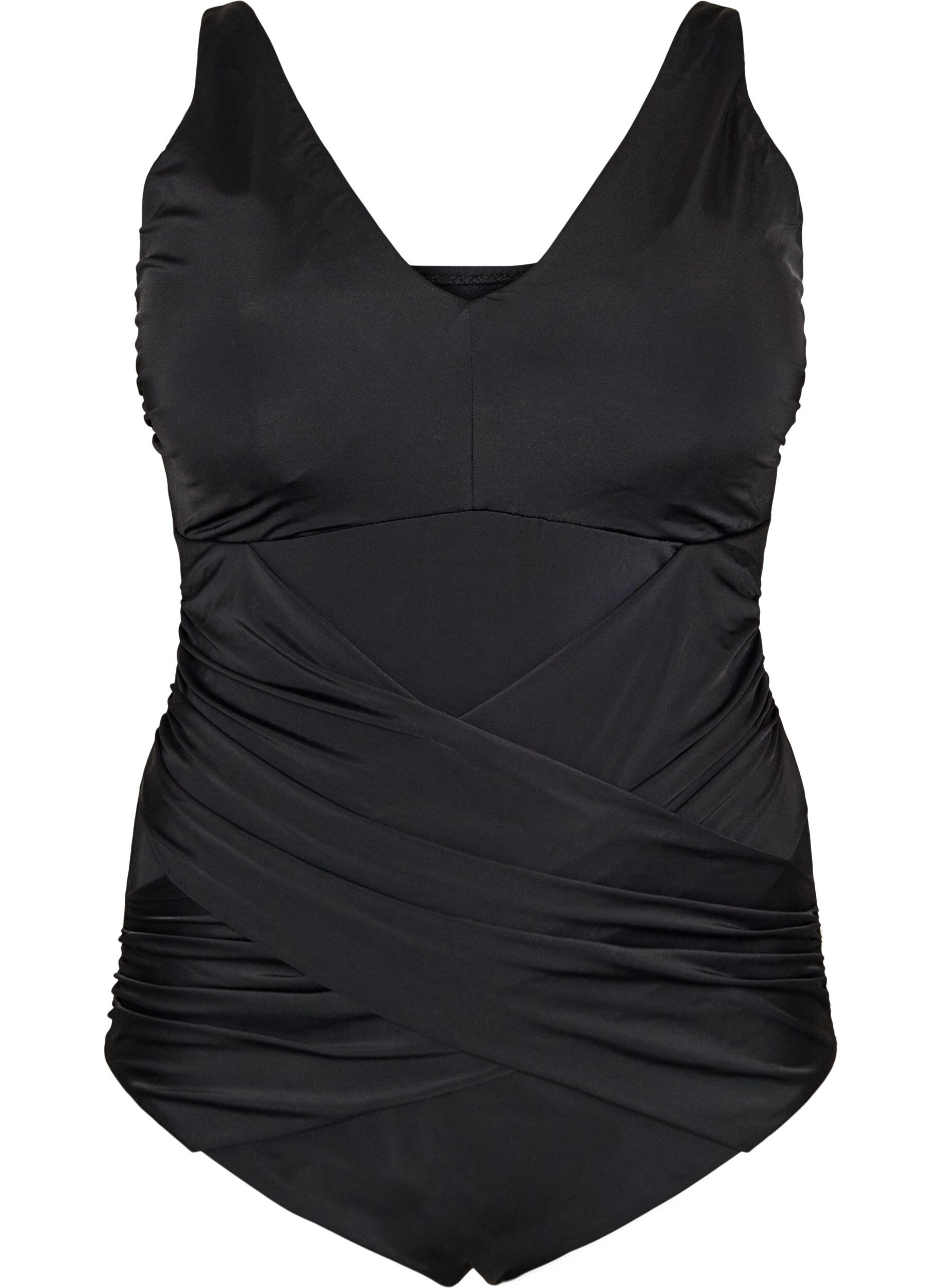 ZizzifashionSwimsuit with a draped cross detail, Black, Packshot image number 0