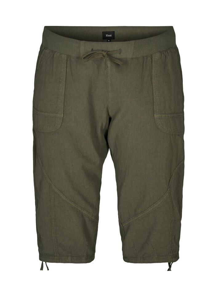 Cotton Capri trousers, Green, Packshot image number 0